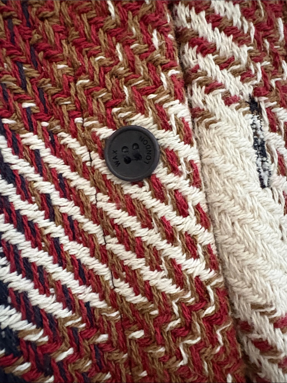 WAX London Plaid Button-Up Shacket in Rust, Navy & Cream - Picture 4 of 5